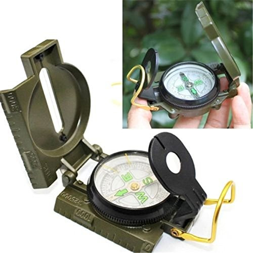 YYGIFT Functional Military Marching Army Hiking Compass Outdoor Camping Hiking Lensatic Compass with Luminous Display