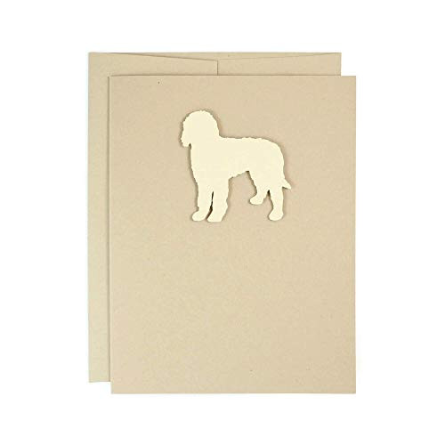Goldendoodle Blank Greeting Card - Handmade Labradoodle Notecard - Kraft Brown with matching Envelope