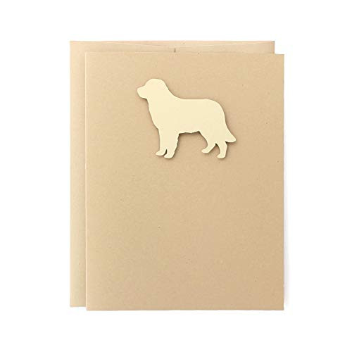 Golden Retriever Blank Greeting Card - Handmade golden yellow dog Notecard - Kraft Brown with matching Envelope