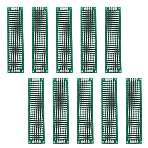 Mecion 10pcs Double Sided PCB Prototype Board 2x8cm Universal Printed Circuit Board for DIY Soldering and Electronic Project