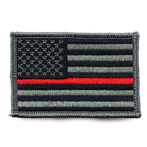USA American Flag Embroidered Iron On Patch One Size - Thin Red Line