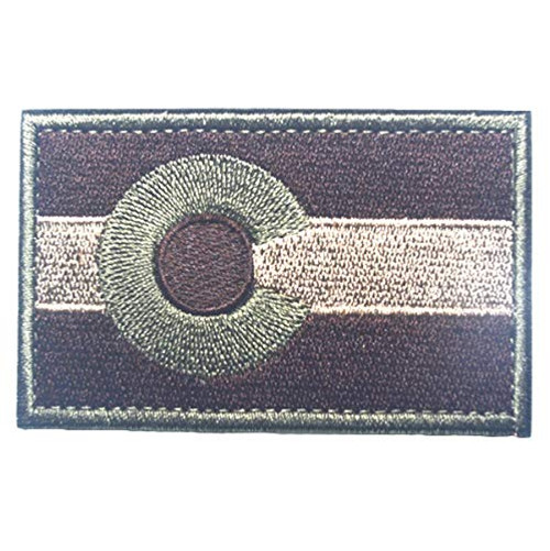 Colorado States Flag Patches Embroidery Morale Hook Loop CO Emblem Patch JHZ55-CO Green Coffee