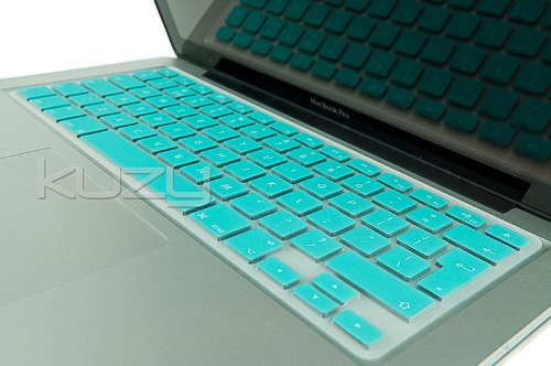 Kuzy - EU/UK Teal HOT Blue Keyboard Cover Silicone Skin for MacBook Pro 13 inch 15 inch 17 inch -with or w/Out Retina Display- iMac and MacBook Air 13 inch -European/ISO Keyboard Layout- - Teal