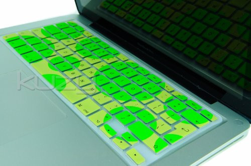 Kuzy - EU/UK Circles Green/Yellow Keyboard Cover SiliconeSkin for MacBook Pro 13 inch 15 inch 17 inch -with or w/Out Retina Display- iMac and MacBook Air 13 inch -European/ISO Keyboard Layout- - Green/Yellow