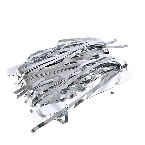 Nunafey Gold Streamers Foil Fringe Curtain Backdrop Decorations Gold Backdrop Party Decoration Holiday Celebration Party for Wedding for Birthday-Silver 3m-