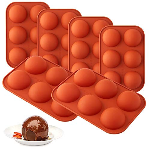 6 Holes Medium Semi Sphere Silicone Mold Hot Chocolate Bomb Mold Hot Cocoa Bomb Mold Baking Mold for Making Chocolate Cake Jelly Dome Mousse 6 Packs