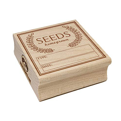 Seeds Homegrown Fill in Type and Date Gardening Square Rubber Stamp for Stamping Crafting - 1.75in Medium