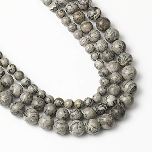 Yochus 8mm Map Jasper Gemstone Round Loose Beads Natural Stone Beads for Jewelry Making