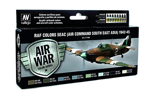 Vallejo RAF Colors SEAC (Air Command South East Asia) 1942-1945 'Air War Color Series' Model Paint Kit Vallejo RAF Colors SEAC (Air Command South East Asia) 1942-1945 'Air War Color Series' Model Paint Kit