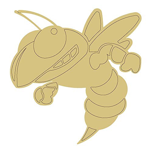Yellow Jacket Design by Lines Cutout Unfinished Wood Animal Decor Mascot Coloring Book Door Hanger Everyday MDF Shape Canvas Style 1 Art 1 -6 inch-