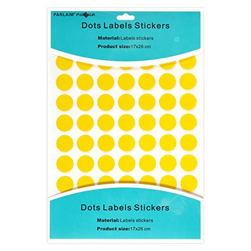 PARLAIM 0.75 inch Round Color Coding Circle Dot Labels Sticker Sheet Writable Yellow 1050pcs