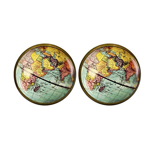 World Map Globe stud earrings Earth earrings Earth Jewelry Globe earrings Map Jewelry vintage globe earrings Antique Map earrings