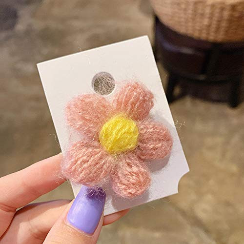 Weilaijaiju Hyuna The Same Flower Hairpin Little Girl Hairpin Cute Hair Accessories Childrens Wool Side Clip Headdress -Color  A-