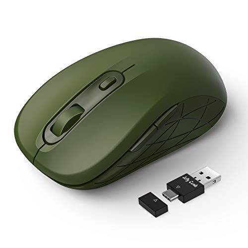 Wireless Mouse Type C 2.4G Jelly Comb Computer Mouse for Laptop with Adjustable DPI 1000/1600/2400 Level Mouse Wireless with PC/Desktop/Windows/MAC OS of Mac Mouse -Avocado Green-