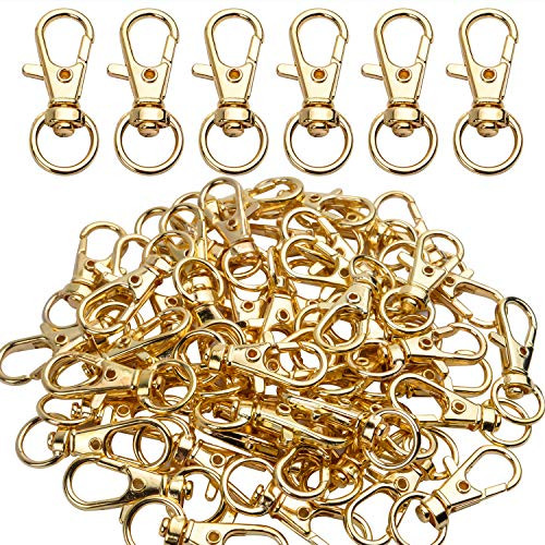 BronaGrand 50 pcs Swivel Clasps Lanyard Snap HookMetal Swivel Lanyard Snap Hook Lobster Claw Clasp-Gold-