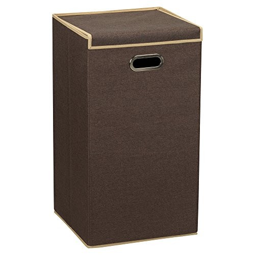 Household Essentials 5612 Collapsible Single Laundry Hamper with Magnetic Lid | Brown Coffee