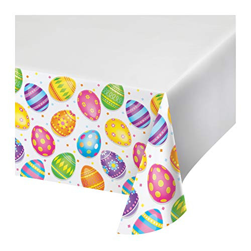Creative Converting Easter Eggs Plastic Tablecloth 54 inch x 102 inch Multi-color