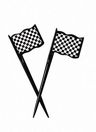 Creative Converting 24 Count Black and White Check Plastic Flag Picks
