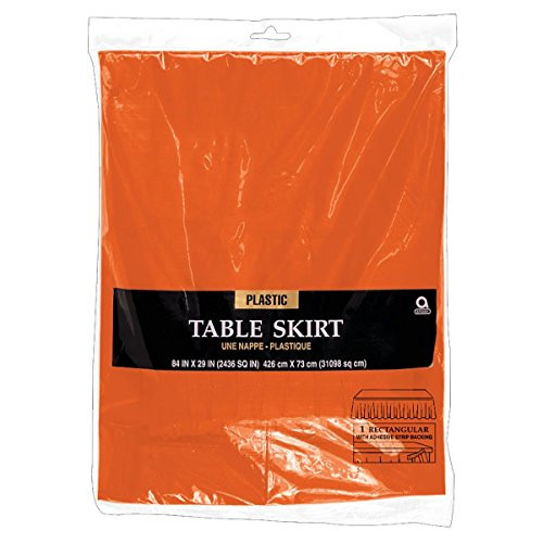 amscan Plastic Table Skirts 84 inch x 29 inch Orange Peel Pack of 2 Table Skirts