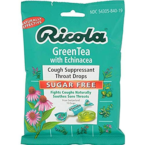 Ricola Green Tea With Echinacea Cough Suppressant Sugar Free Throat Drops - 19 Drops