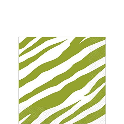 amscan Decorative Avocado Zebra Party Beverage Paper Napkins -16 Pack- 5 x 5 Green