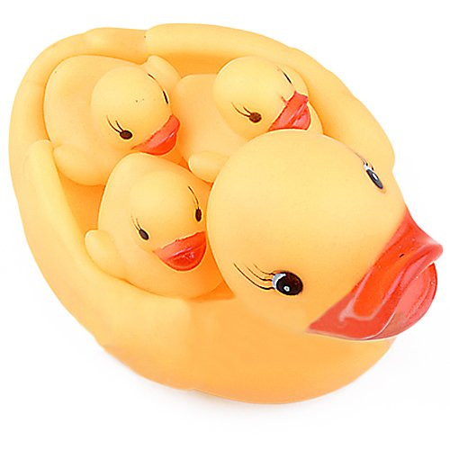Opla3ofx 4Pcs/Set Cute Baby Bath Bathing Rubber Race Duck Toys Squeaky Yellow Ducks Baby Bath Shower Toddlers Kids Fun Educational Bath Toys Yellow