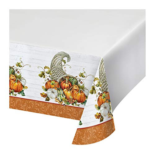 Creative Converting Bountiful Cornucopia Plastic Tablecloth 54 inch x 102 inch Multi-color