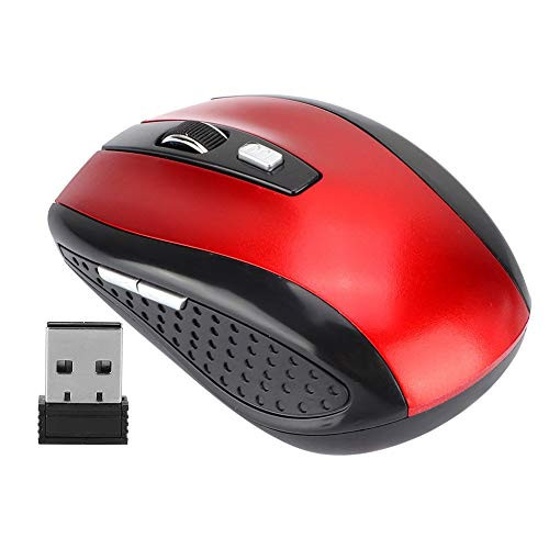 Ultra-Thin 2.4G USB Wireless Mouse 1200DPI 6 Buttons Ergonomic Optical Positioning Mouse for PC Laptop-Red-