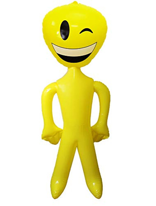 Large Inflatable Aliens for Party Decorations Theme Events Props - Bright Yellow Inflatable Emoji Aliens 63 Inches -1 Winking-
