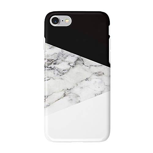 Obbii Design iPhone6s 7 8 SE 2nd Case Geometric Black White Marble Design Pattern Printed Transparent Plastic Back Case with TPU Bumper Case Cover for iPhone 6s 7 8 SE 2020 -4.7 inch-