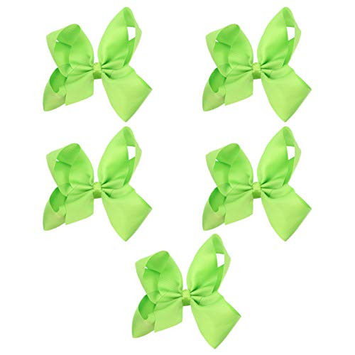 PIXNOR 5pcs Baby Girls Ribbon Hair Bow Clips Printed Barrettes Bowknot Hairpins Alligator Hair Clips Hair Accessories for Girl Teens Babies Toddlers -Green-