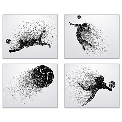 Summit Designs Volleyball Wall Art Prints - Silhouette  Set of 4 (8x10) Poster Photos - Bedroom - Man Cave