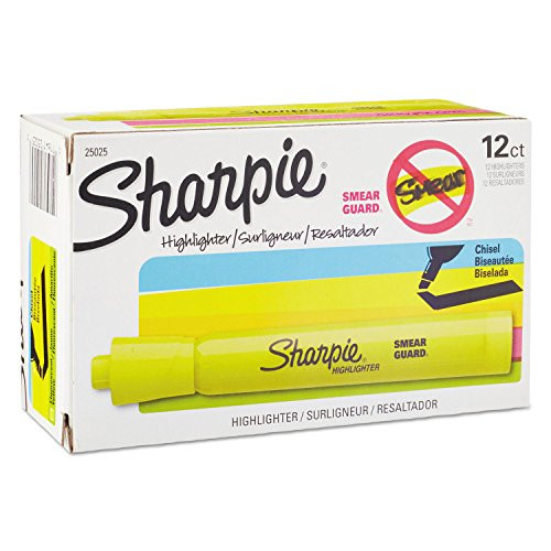 Sharpie 25025 Accent Tank Style Highlighter Chisel Tip Fluorescent Yellow Dozen