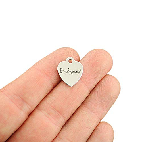 Bridesmaid Stainless Steel Charms - Smaller Size Heart - Exclusive Line - Quantity Options - BFS1937