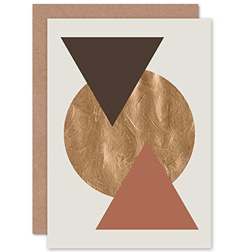 Wee Blue Coo Triangles and Circle Gold Greeting Card with Envelope Inside Premium Quality