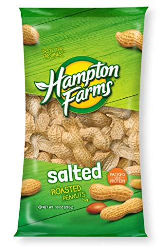 LJIF Whole Hampton Farms Raw Peanuts Salted  and  Roasted in Shell Shelled -2- 10 Ounce Bags