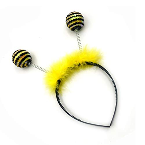Beaupretty Christmas Bee Headband Bee Tentacle Hair Band Sequin Feather Bopper Hair Hoop Festival Headress Hair Clasp for Holiday Cosplay Party Favors -Yellow-