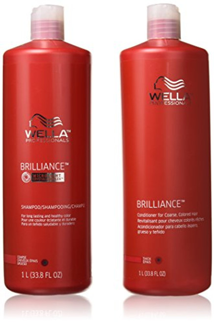 WELLA Brilliance Shampoo & Conditioner Coarse Colored Hair,Liter Duo 33.8 oz WELLA Brilliance Shampoo & Conditioner Coarse Colored Hair,Liter Duo 33.8 oz