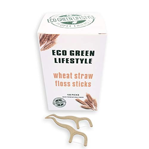 Vegan Dental Floss Picks - 100 Count - BPA Free Vegan Sustainable Eco Friendly Natural Dental Flossers by Eco Green Lifestyle