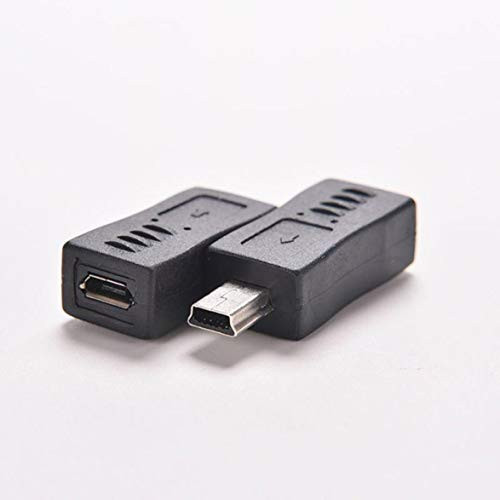 AmiAbi 2XConnecteur Adaptateur Mini USB Male vers Micro USB Femelle Type B Chargeur -Black- This USB Adapter has a Micro USB Female Connector and a Mini Male Connector. It Allows You to sync and USB