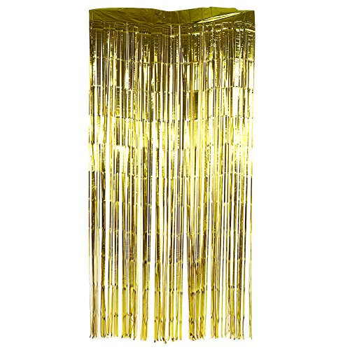 idalinya Fringe Curtain ?Birthday Wedding Party Reusable Foil Tinsel Fringe Curtain Doorway Room Hanging Party Decorations-3m-Gold-
