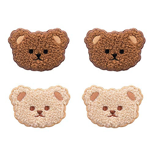 YOUOR 4 Pcs Bear Embroidery Patch Dog Patches Iron on Sew on Decorative Applique