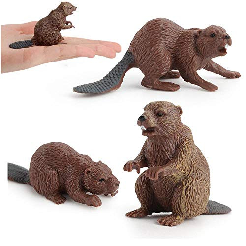 3PCS Safari Animal Figurines Toy Animals for Kids with Beavers Cake Toppers¡