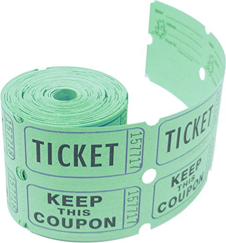 Tacticai 200 Green Raffle Tickets -8 Colors Available- for Events Entry Class Reward Fundraiser  and  Prizes -Double Roll - 2 inch x 2 inch Tickets - Keep- - Made in USA