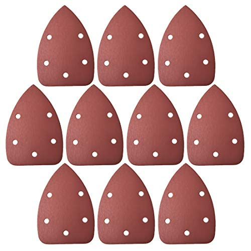 uxcell Detail Sander Sandpaper Triangular Sanding Paper Hook and Loop Sanding Pads Triangle Oscillating Multi Tool 1500 Grits 5 Holes 10pcs