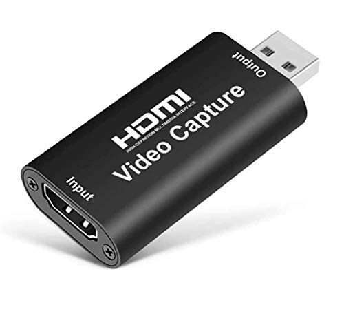 HDMI Video Capture Card 4K HDMI to USB 2.0 Video Capture Device 1080P HD 30fps Broadcast Live Streaming VHS Grabber and Record Video Audio Grabber for Gaming Streaming Video Conference -Black2-