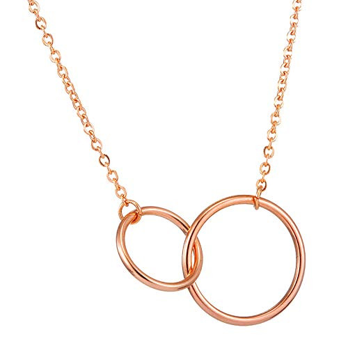Taswuw Double Circles Necklace Infinity Interlocking Friendship Sister Mother Daughter Necklace for Granddaughter Grandson Jewelry Gift