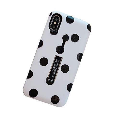 Omio for iPhone 8 Plus Case with Ring Grip Holder Finger Circle Strap Protective Cover for iPhone 7 Plus Polka Dot Case with Kickstand Thin Smooth Anti-Scratch Shell for iPhone 8 Plus Case White