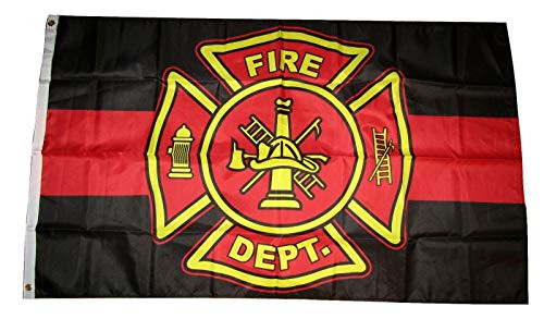 Trade Winds 3x5 First Responder Fire Dept. Logo Department Thin Red Line Flag 3x5 Grommets Premium Fade Resistant