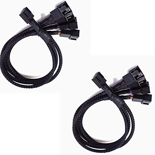 SiyuXinyi 4 Pin Fan Splitter Power Cable PWM Fan Power Extension Cable Computer Fan Y Splitter -Powering 4 Fans from 1 Connection- -2 Pack- -4 Pin Fan Extension Power Cable for Computer PC Fan-